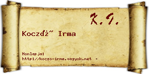 Koczó Irma névjegykártya