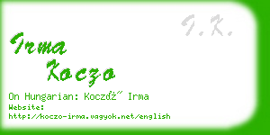 irma koczo business card